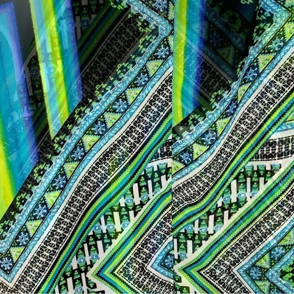 Studio Works Blue Green Boho Peasant Bohemian Blouse Flowy Size Small - Picture 7 of 9